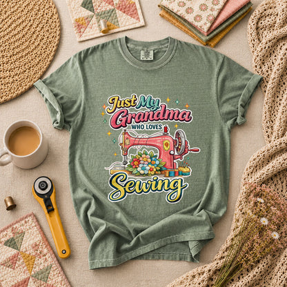 Just My Grandma Who Loves Sewing T-Shirt - Forest Green