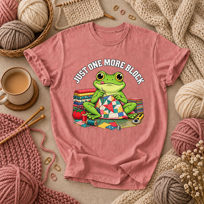 Just One More Block Frog Quilting T-Shirt - Heather Mauve