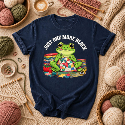 Just One More Block Frog Quilting T-Shirt - Navy