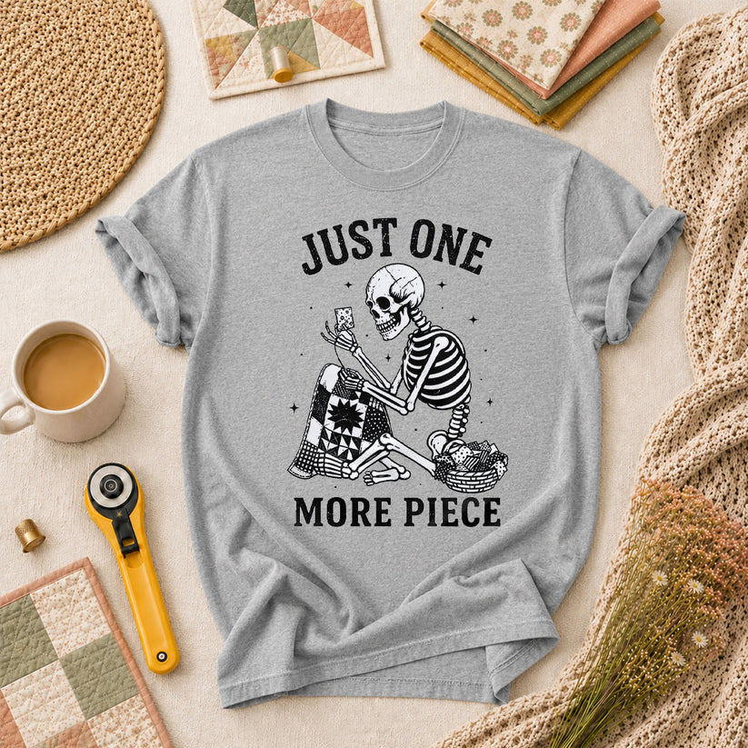 Just One More Piece Skeleton Quilter T-Shirt - Athletic Heather