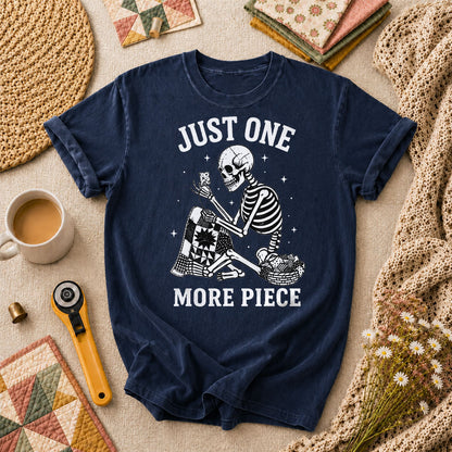 Just One More Piece Skeleton Quilter T-Shirt - Navy