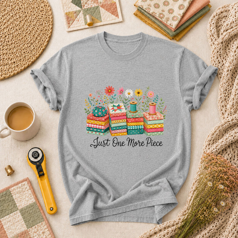 Just One More Piece Wildflowers Fabric Stack T-Shirt - Athletic Heather