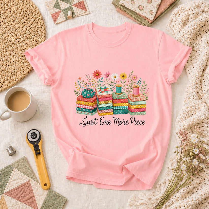 Just One More Piece Wildflowers Fabric Stack T-Shirt - Pink