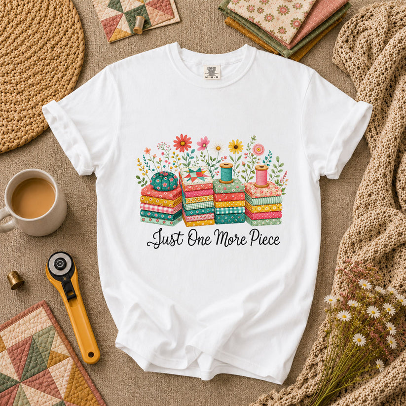 Just One More Piece Wildflowers Fabric Stack T-Shirt - White