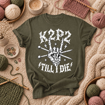 K2P2 Till I Die Skeleton Hand T-Shirt - Military Green