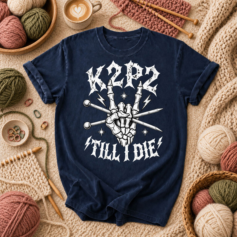 K2P2 Till I Die Skeleton Hand T-Shirt - Navy