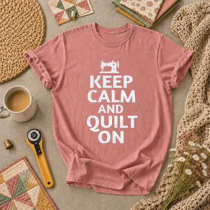 Keep Calm And Quilt On Vintage Sewing Machine T-Shirt - Heather Mauve
