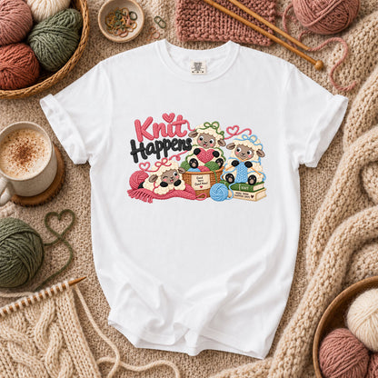 Knit Happens Cute Sheep T-Shirt - White