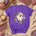 Knitted Ghost With Purple Flowers T-Shirt