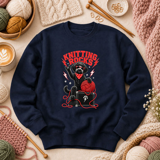 Knitting Rocks Doodle Dog Long Sleeve