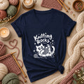 Knitting Rocks Grunge Black Cat Women's V-Neck