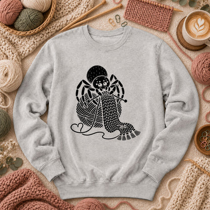 Knitting Spider With Yarn Ball Long Sleeve - Sport Grey