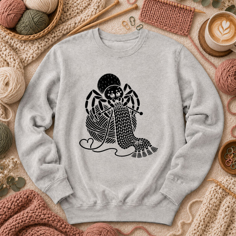 Knitting Spider With Yarn Ball Long Sleeve - Sport Grey