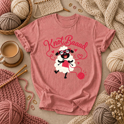 Knot Baaad Knitting Sheep T-Shirt - Heather Mauve