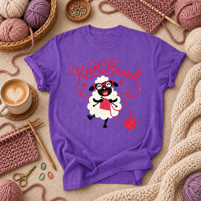 Knot Baaad Knitting Sheep T-Shirt - Purple