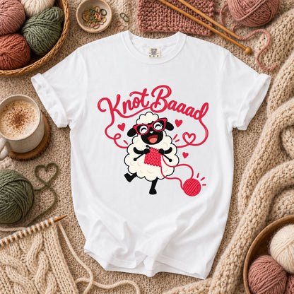 Knot Baaad Knitting Sheep T-Shirt - White