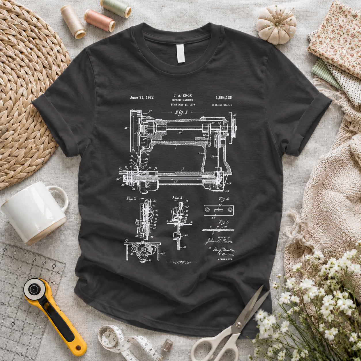 Knox 1932 Sewing Machine Patent T-shirt