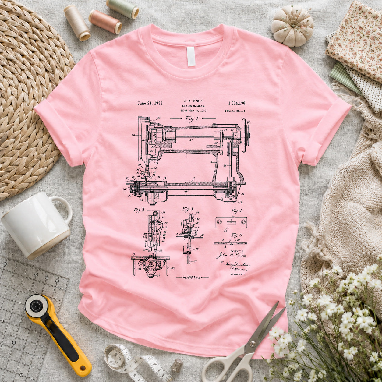Knox 1932 Sewing Machine Patent T-shirt