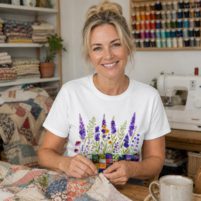 Lavender Patchwork Pots T-shirt