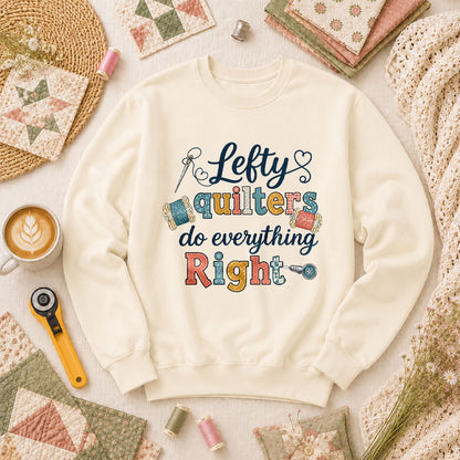 Lefty Quilters Do Everything Right Long Sleeve - Natural