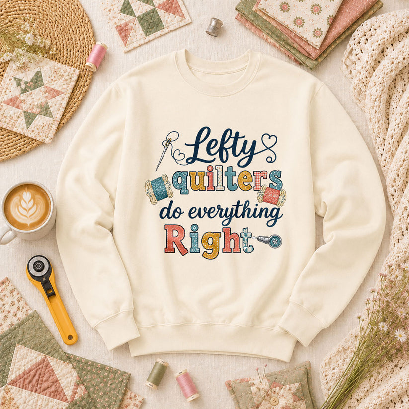 Lefty Quilters Do Everything Right Long Sleeve - Natural