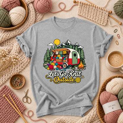 Let's Go Knit Outside Camper T-Shirt - Athletic Heather