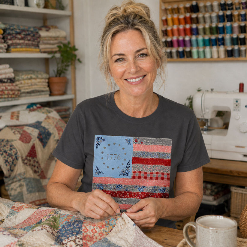 Life Liberty Pursuit of Quilting Founding Fathers - Dark Heather Grey flatlay