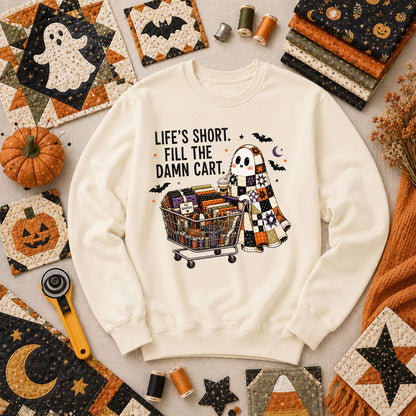 Life's Short Fill The Damn Cart Ghost Long Sleeve - Natural