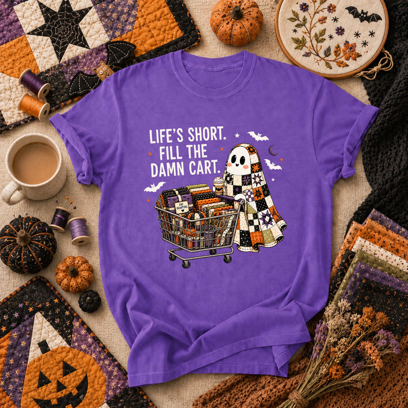 Life's Short Fill The Damn Cart Ghost T-Shirt - Heather Team Purple