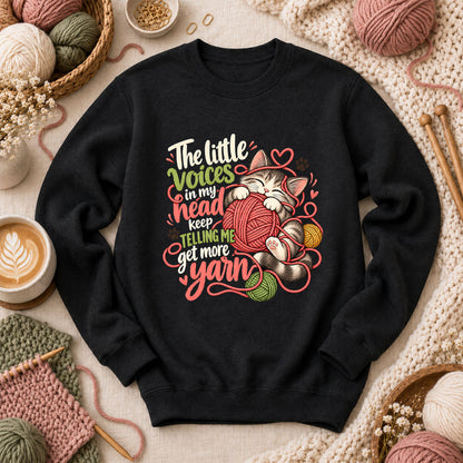 Little Voices Tell Me Get More Yarn Long Sleeve - Black