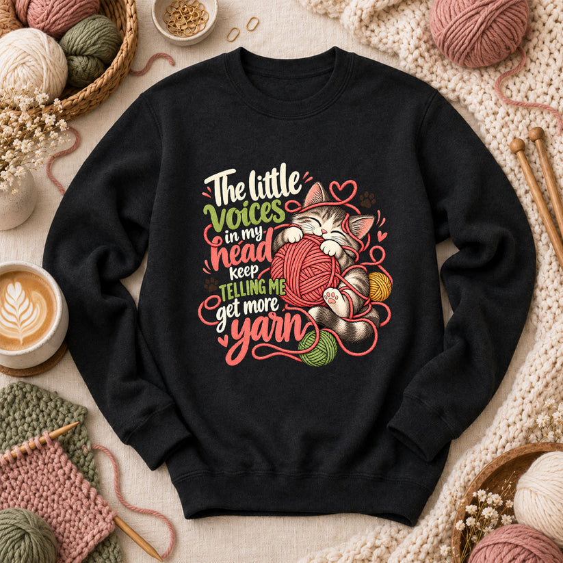 Little Voices Tell Me Get More Yarn Long Sleeve - Black