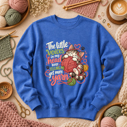 Little Voices Tell Me Get More Yarn Long Sleeve - Heather True Royal