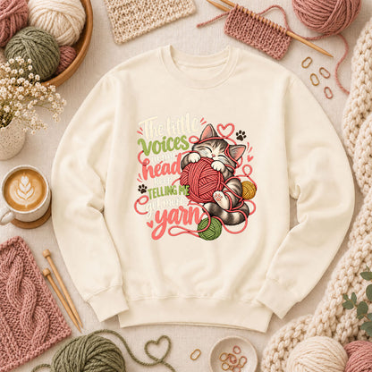 Little Voices Tell Me Get More Yarn Long Sleeve - Natural