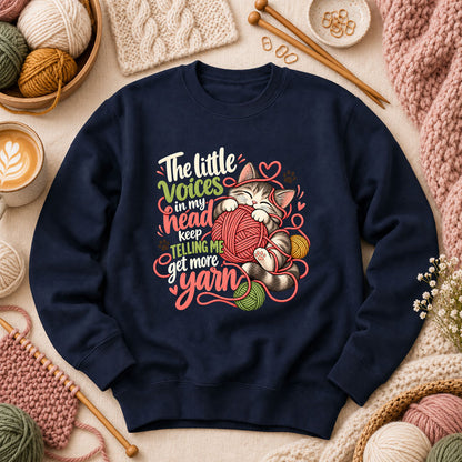 Little Voices Tell Me Get More Yarn Long Sleeve - Navy