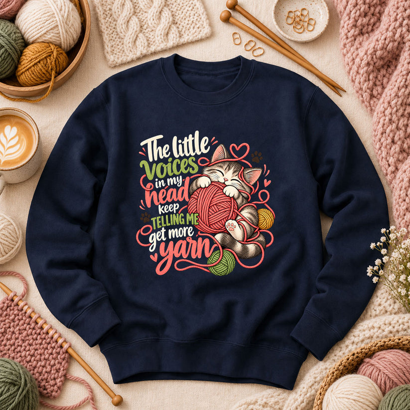 Little Voices Tell Me Get More Yarn Long Sleeve - Navy