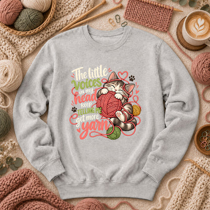 Little Voices Tell Me Get More Yarn Long Sleeve - Sport Grey