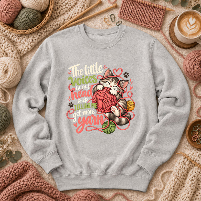 Little Voices Tell Me Get More Yarn Long Sleeve - Sport Grey