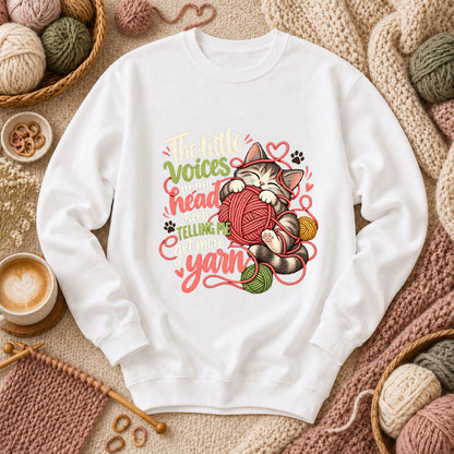 Little Voices Tell Me Get More Yarn Long Sleeve - White