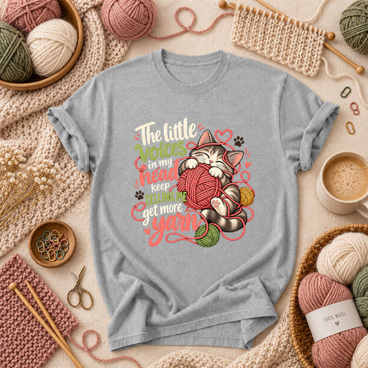 Little Voices Tell Me Get More Yarn T-Shirt - Athletic Heather