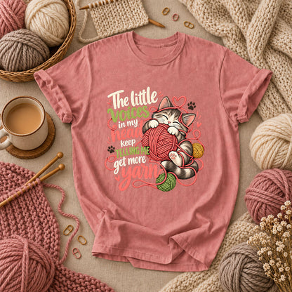 Little Voices Tell Me Get More Yarn T-Shirt - Heather Mauve