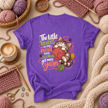 Little Voices Tell Me Get More Yarn T-Shirt - Purple