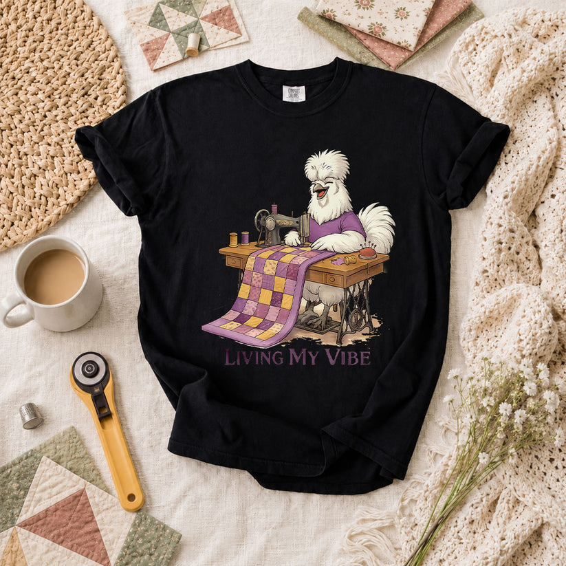 Living My Vibe Quilter T-Shirt - Black