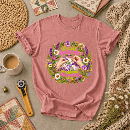 Look Ma I'm Quilting Patchwork Quilting Club T-Shirt - Heather Mauve