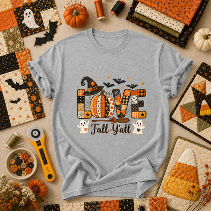 Love Fall Yall Pumpkin Halloween T-Shirt - Athletic Heather
