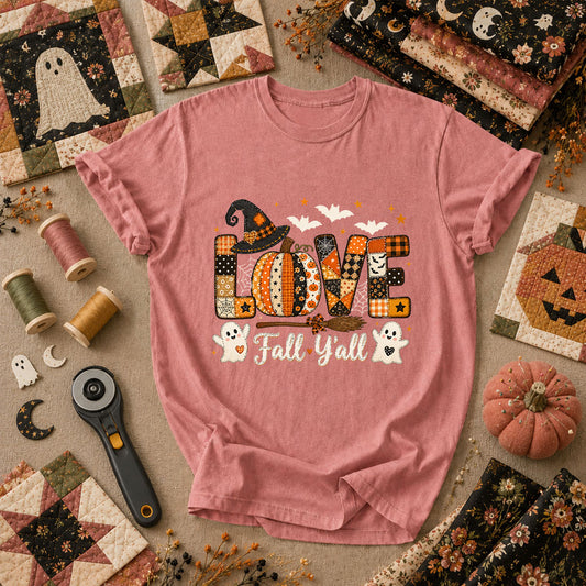 Love Fall Yall Pumpkin Halloween T-Shirt - Heather Mauve