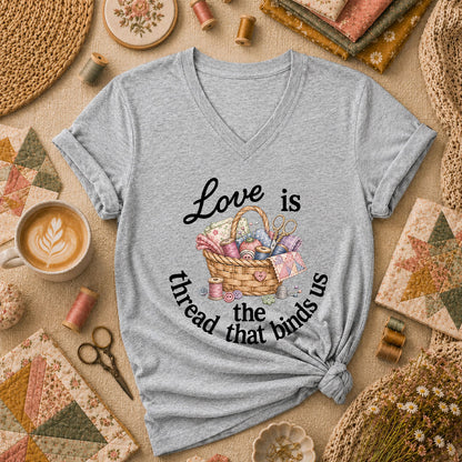 Love Is The Thread That Binds Us Women's V-Neck - Athletic Heather