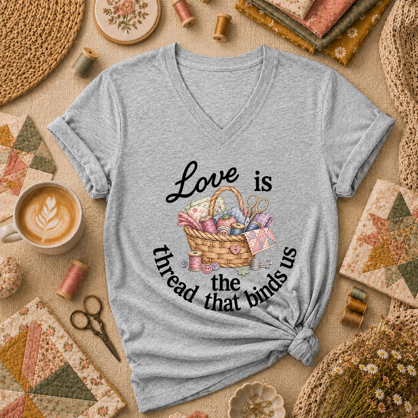 Love Is The Thread That Binds Us Women's V-Neck - Athletic Heather