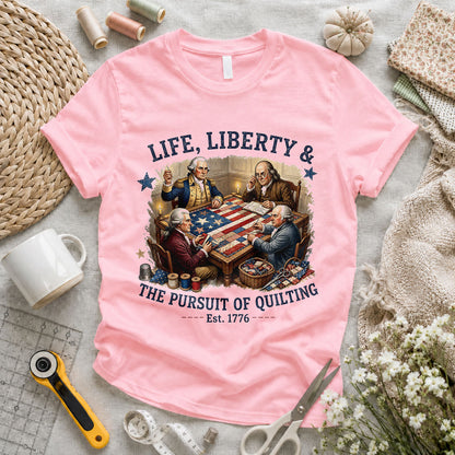 Love Sewing Machine American Flag Patriotic - Pink flatlay