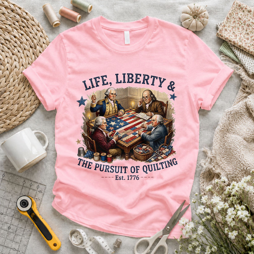 Love Sewing Machine American Flag Patriotic - Pink flatlay