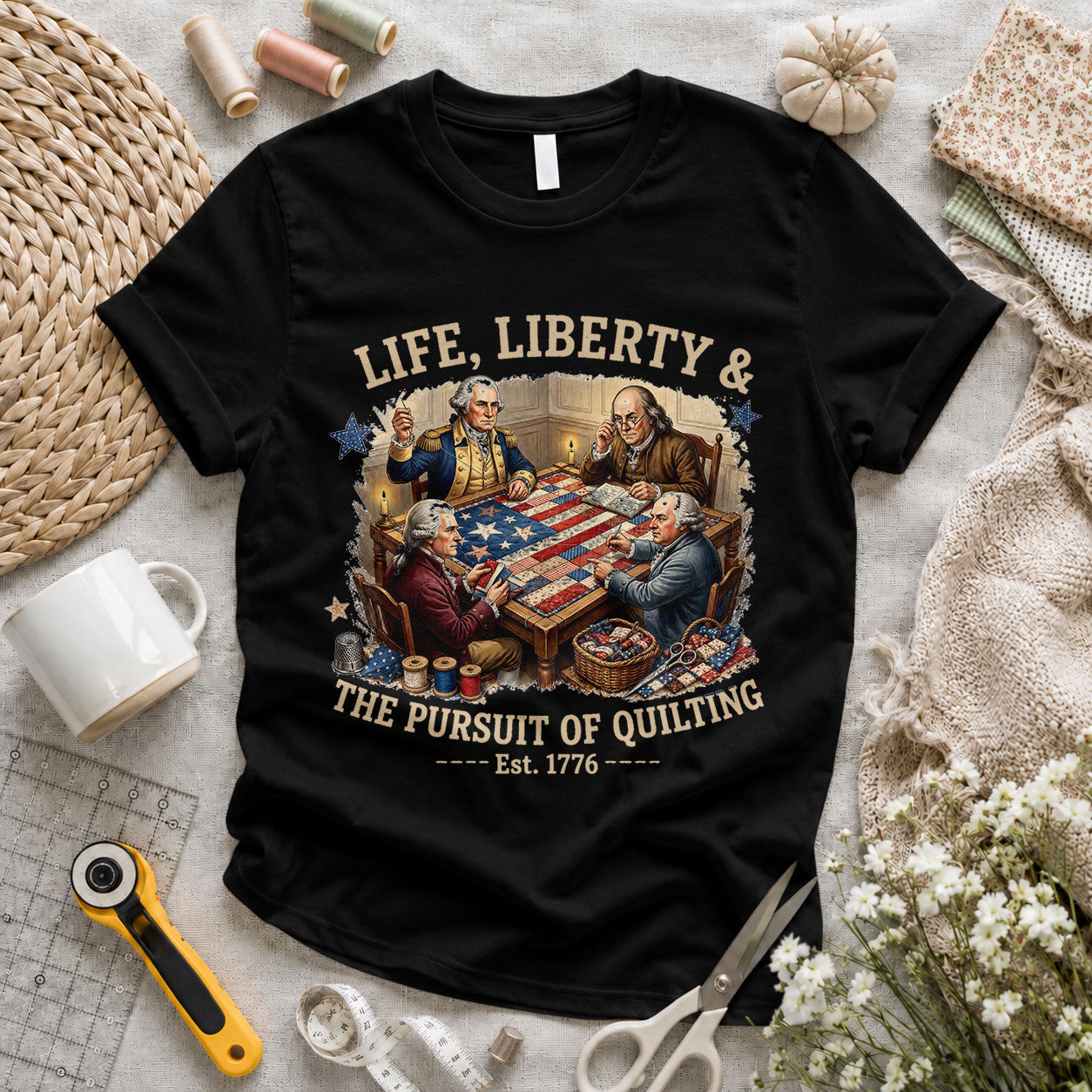 Love Sewing Machine American Flag Patriotic - Pink view 4